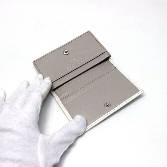 JIMMY CHOO Star Embossed Business card holder Card Case White Leather - Picture 4 of 6